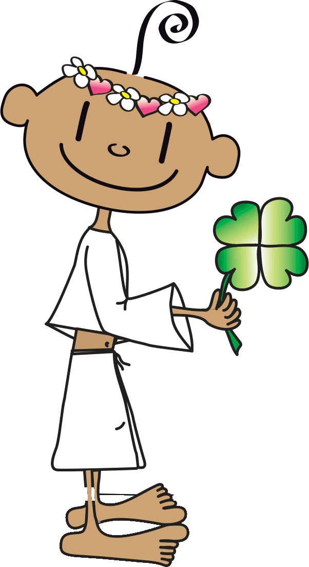 Der Kleine Yogi mit einem vierblättrigen Kleeblatt