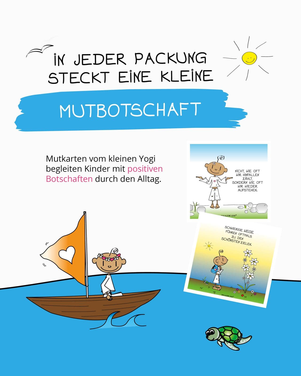 Mutkarten vom Kleinen Yogi mit positiven Botschaften